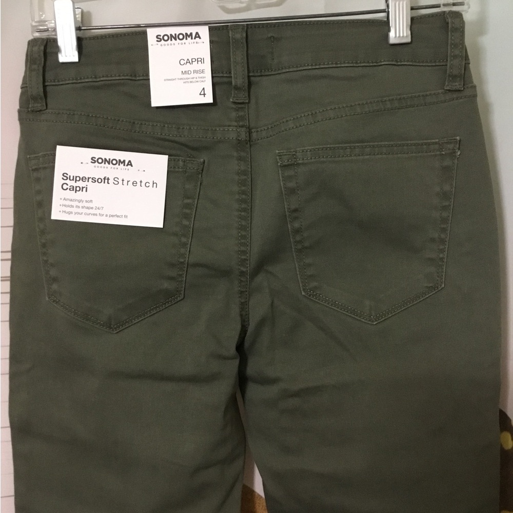 NWT~Sonoma Women’s Supersoft Stretch Size 4 Green Capri Jeans - Picture 8 of 9